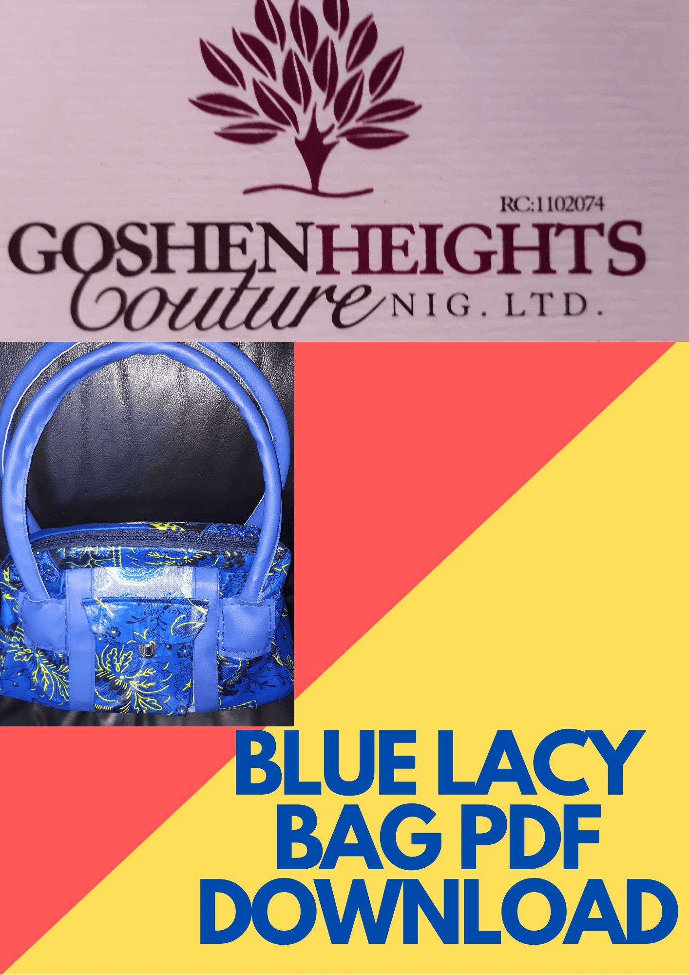 Blue ankara lacy bag digital download