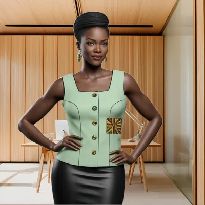 sleeveless princess cut top with breast pocket size EU 44-48 - Image 3